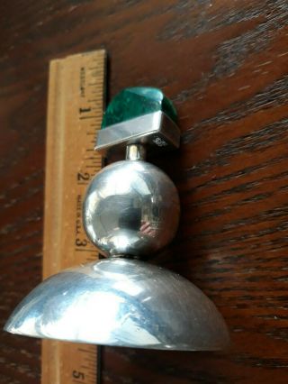 Vintage 84 Grams Sterling Silver Malachite Perfume Snuff Bottle Signed Th - 88