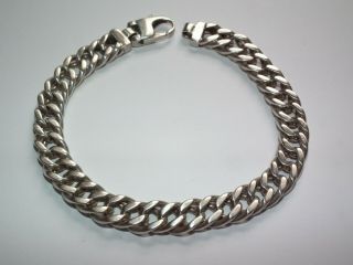Large & Heavy 49gram Solid Sterling Silver C1970 Curb Link Bracelet 9½”
