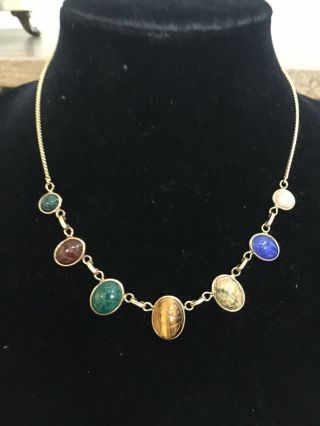 Vintage Scarab Multicolor Necklace