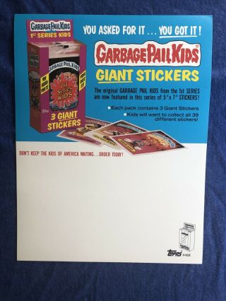 Topps 1986 Garbage Pail Kids Series 1 Giants Dealer Ad Sheet
