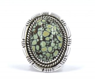 Vintage Southwestern Old Pawn Turquoise Ring Engraved Sterling Silver Size 9