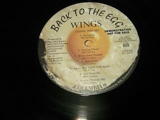 Beatles/paul Mccartney/wings Promo Lp " Back To The Egg " Columbia Fc 36057