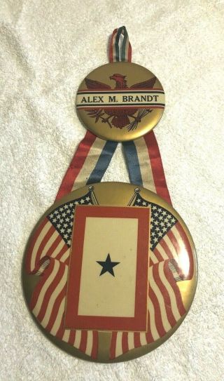 Antique Pinback Button Patriotic Patented 1918 - Giant - U.  S.  A.  (alex M.  Brandt)