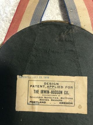 Antique Pinback Button Patriotic patented 1918 - GIANT - U.  S.  A.  (Alex M.  Brandt) 2