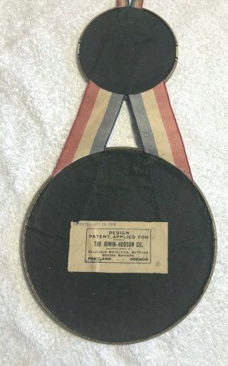 Antique Pinback Button Patriotic patented 1918 - GIANT - U.  S.  A.  (Alex M.  Brandt) 3