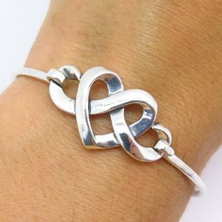 James Avery 925 Sterling Silver Heart Knot Hook Bangle Bracelet