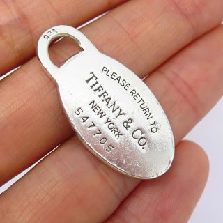 Tiffany & Co.  925 Sterling Silver " Please Return To Tiffany " Oval Tag Pendant