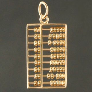 Detailed Solid 14k Yellow Gold 3 Dimensional Articulating Abacus Charm,  Pendant