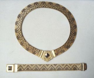 Art Deco Patterned Mesh Necklace Bracelet Chevron Jakob Bengel Era