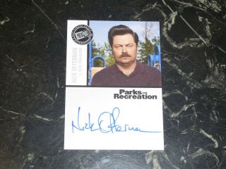 Nick Offerman Signed Parks And Recreation Autograph Trading Card Press Pass,  2