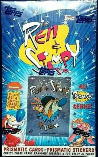 1993 Topps Ren & Stimpy All Prismatic Trading Cards Factory Box 36 Packs
