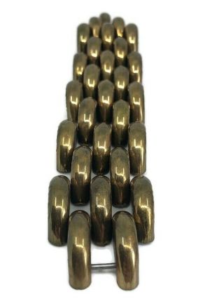 Machine Age Jacob Bengel Art Deco Brickwork Links Bracelet Galalith Brass 1930 ' s 2