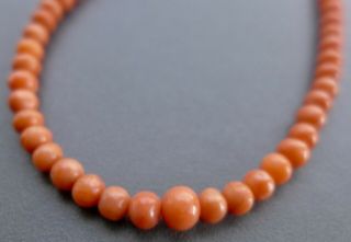 VICTORIAN ANTIQUE REAL CARVED CORAL BEAD NECKLACE 12g 3
