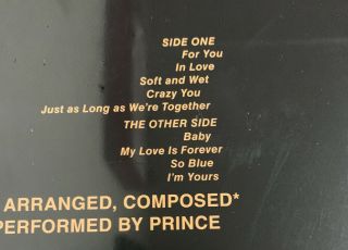PRINCE FOR YOU (1ST ALBUM) REPRESSED VINYL 2016.  AND 3