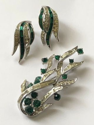 (inv 804) - Gorgeous Art Deco Pin And Earring Set - Boucher