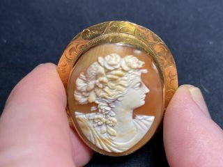 Hand Carved Resin Cameo Brooch With Russian Gold (and Pendant)