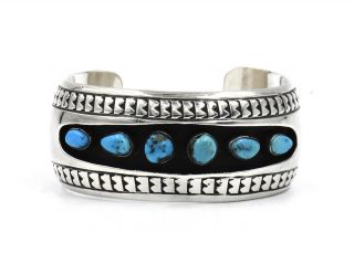 Old Pawn Southwestern Turquoise Cuff Bracelet Sterling Silver Designer Signed