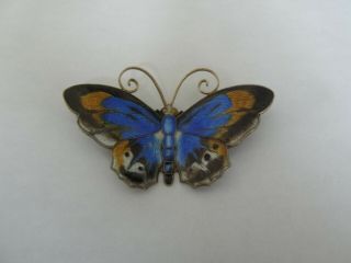 David Andersen Sterling Silver Enamel Butterfly Pin Brooch