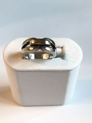 Retired James Avery " Enduring Bond " Ring 14k Yellow Gold & Sterling Silver 5.  5