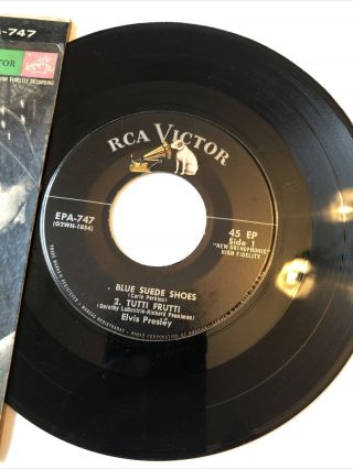 Elvis Presley Blue Suede Shoes 45 EP EPA - 747 Black Top VG, 2