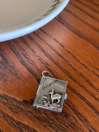 Victorian Silver Plate Pendant Deer Souvenir Photo Album Locket French Miniature