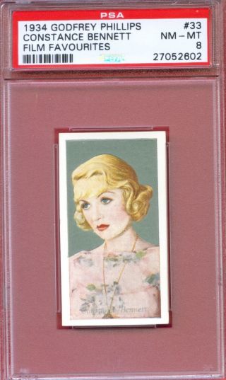 1934 Godfrey Phillips Film Star Card 33 Constance Bennett Actress Topper Psa 8