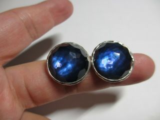 Gorgeous Large 3/4 " Ippolita London Blue Topaz Faceted Round Rock Candy Earrings