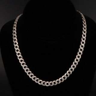 Sterling Silver - Italy 9mm Etched Curb Chain Link 23 " Necklace - 43.  5g
