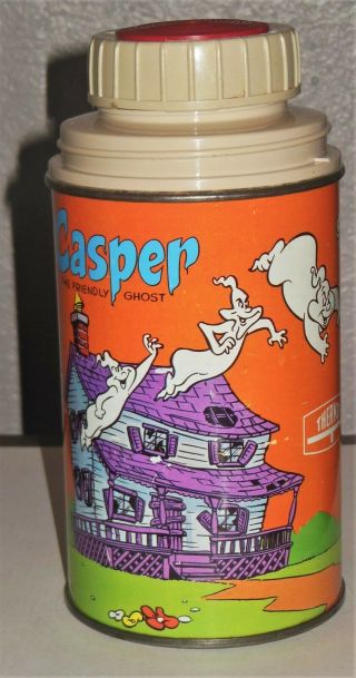 Vintage 1960’s Casper Friendly Ghost Metal Thermos 2821 Harvey Famous Cartoons