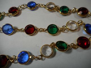 Monet Vintage Channel Bezel Multi Color Crystal 60 " Necklace Signed