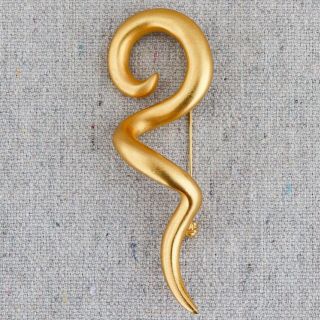 Vintage 1980s Robert Lee Morris Artwear Gold Plated Spiral Corkscrew Brooch 3 "