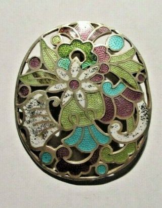 Margot De Taxco Mexico Sterling & Multi - Color Enamel Floral Pin Converts Pendant