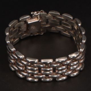 Sterling Silver - Italy 21mm Panther Chain Link 7.  5 " Statement Bracelet - 47g