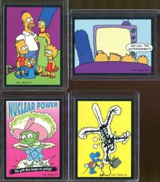 1993 Skybox The Simpsons Series 1 Glow In The Dark 4 Card Set Chase Insert 1