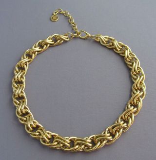 Vintage Long Gold Tone Givenchy Wide Double Link Cable Chain Necklace