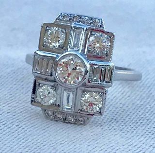 Vintage Art Deco Engagement Wedding Ring 2 Ct Bezel Diamond 925 Sterling Silver