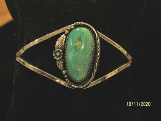 Vintage Navajo Sterling Silver Cuff Bracelet Turquoise Southwestern Jewelry T G