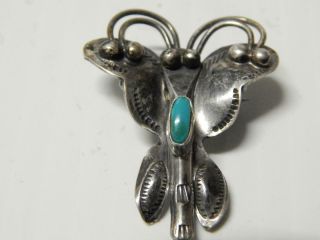 Vintage Antique Navajo Indian Fred Harvey Sterling Silver Turquoise Pin