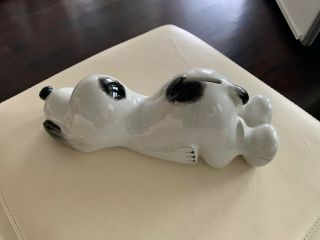 Vintage Snoopy Ceramic Bank Italy Signed Coop 11” Laying Down Hand Painted Rare