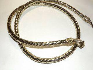 Vintage Whiting & Davis 41 " Gold Tone Mesh Snake Belt / Necklace