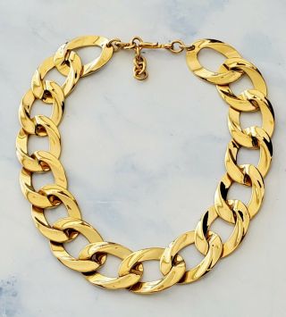 Vintage Monet Chunky Gold Tone Large Link Gold Tone Choker Necklace Euc
