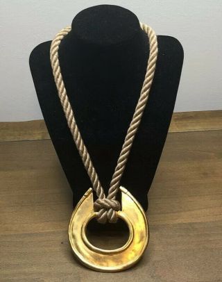 Vintage Kenneth Lane Necklace Gold Plated Rope Chain Statement Jewelry Dramatic 2