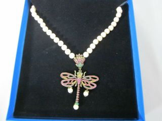 Heidi Daus Dragonfly Swarovski Crystal And Faux Pearl Necklace