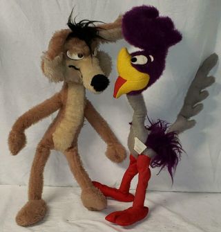 Vtg 24 " Mighty Star Wile E.  Coyote & Road Runner Warner Brothers 1971 Plush Toys