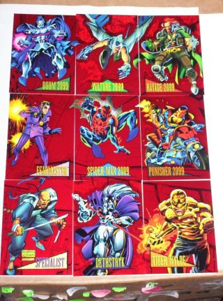 1993 Marvel Universe Series Iv Red Foil 9 Card Insert Set Skybox 2099 Spiderman