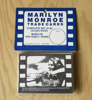 Marilyn Monroe Trade Cards Set 21 - 40 Second Series,  Marilyn Her Early Years1963