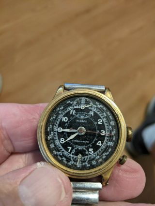 Vintage Pierce Chronograph Wristwatch Black Dial Running