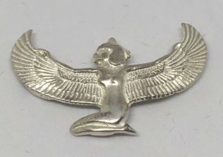 Vintage Egyptian Goddess Isis Sterling Silver Pendant Charm 1 - 1/4 " Wide 3.  9g