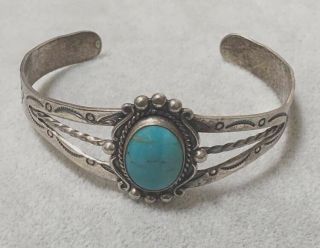 Vintage Bell Trading Post Sterling Silver Turquoise Cuff Bangle Bracelet 15.  5g