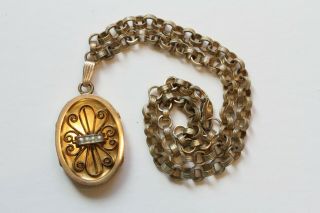 Antique Victorian Gold Filled Locket With Antique Chain